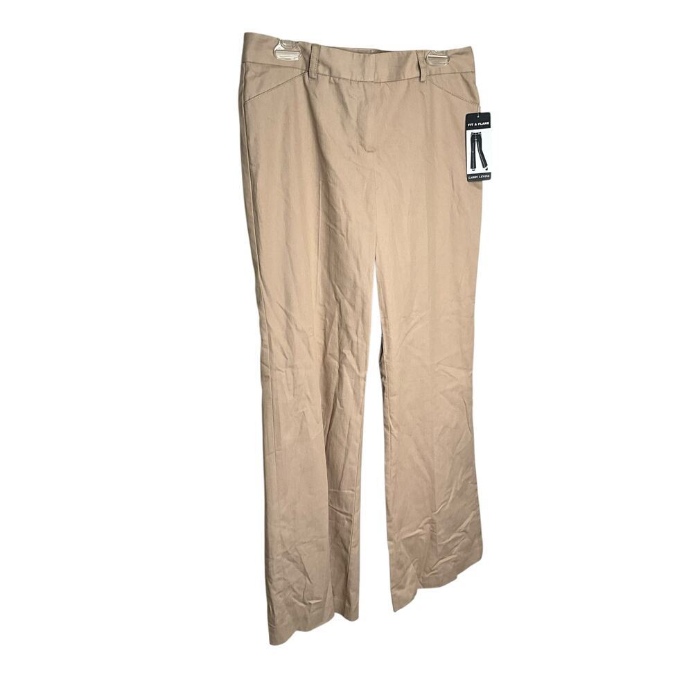 Larry Levine The Special Fit & Flare Cotton Pants Mid Rise Tan Womens Size 8 NWT